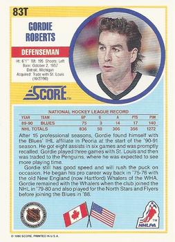1990-91 Score Rookie and Traded #83T Gordie Roberts Back