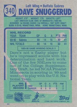 1990-91 Topps #340 Dave Snuggerud Back