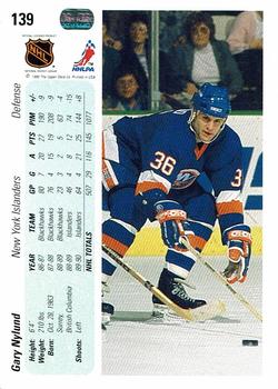 1990-91 Upper Deck #139 Gary Nylund Back