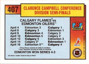 1991-92 Bowman #407 Flames vs Oilers Back