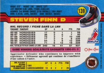 1991-92 O-Pee-Chee #139 Steven Finn Back