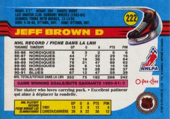1991-92 O-Pee-Chee #222 Jeff Brown Back