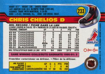 1991-92 O-Pee-Chee #233 Chris Chelios Back