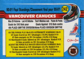 1991-92 O-Pee-Chee #242 Vancouver Canucks Back