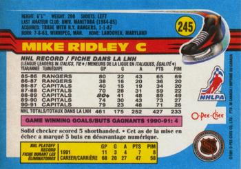 1991-92 O-Pee-Chee #245 Mike Ridley Back