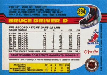 1991-92 O-Pee-Chee #294 Bruce Driver Back
