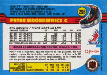 1991-92 O-Pee-Chee #296 Peter Sidorkiewicz Back