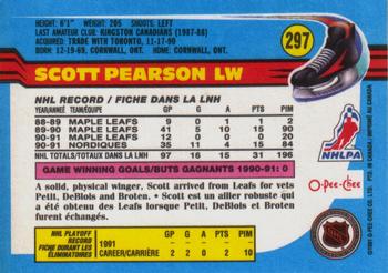 1991-92 O-Pee-Chee #297 Scott Pearson Back