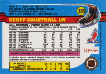 1991-92 O-Pee-Chee #305 Geoff Courtnall Back