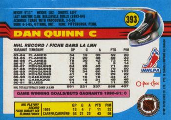 1991-92 O-Pee-Chee #393 Dan Quinn Back