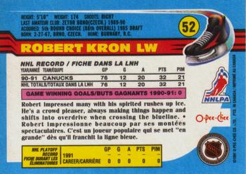 1991-92 O-Pee-Chee #52 Robert Kron Back