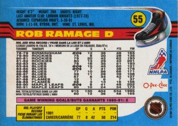 1991-92 O-Pee-Chee #55 Rob Ramage Back