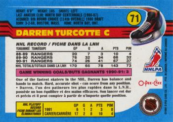 1991-92 O-Pee-Chee #71 Darren Turcotte Back