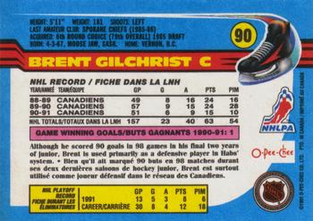 1991-92 O-Pee-Chee #90 Brent Gilchrist Back