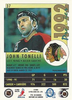 1991-92 O-Pee-Chee Premier #37 John Tonelli Back