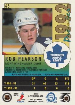 1991-92 O-Pee-Chee Premier #65 Rob Pearson Back