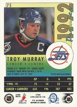 1991-92 O-Pee-Chee Premier #75 Troy Murray Back