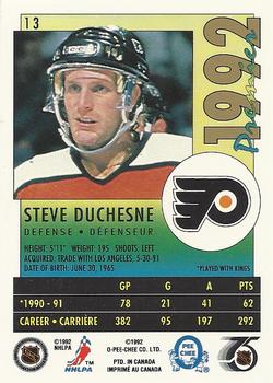1991-92 O-Pee-Chee Premier #13 Steve Duchesne Back