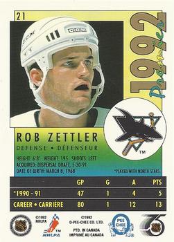 1991-92 O-Pee-Chee Premier #21 Rob Zettler Back