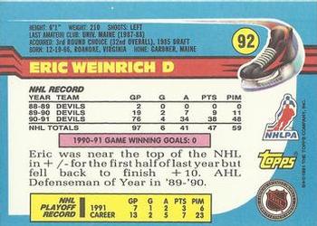 1991-92 Topps #92 Eric Weinrich Back