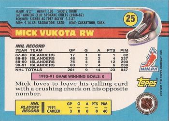 1991-92 Topps #25 Mick Vukota Back