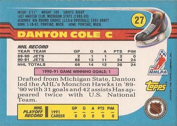 1991-92 Topps #27 Danton Cole Back