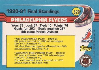 1991-92 Topps #329 Philadelphia Flyers Back