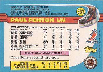1991-92 Topps #331 Paul Fenton Back