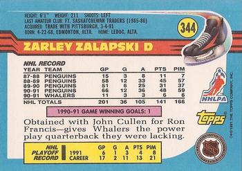 1991-92 Topps #344 Zarley Zalapski Back