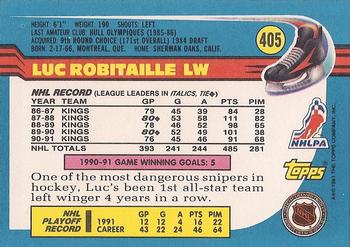 1991-92 Topps #405 Luc Robitaille Back