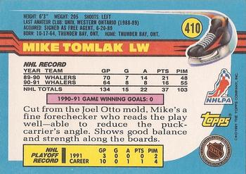 1991-92 Topps #410 Mike Tomlak Back