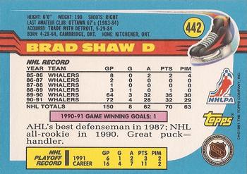 1991-92 Topps #442 Brad Shaw Back
