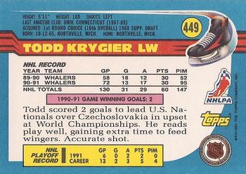 1991-92 Topps #449 Todd Krygier Back