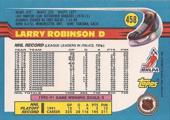 1991-92 Topps #458 Larry Robinson Back
