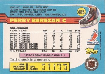 1991-92 Topps #485 Perry Berezan Back
