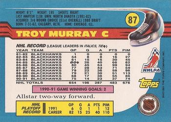 1991-92 Topps #87 Troy Murray Back