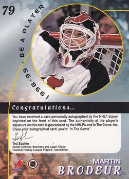 1998-99 Be a Player - Autographs #79 Martin Brodeur Back