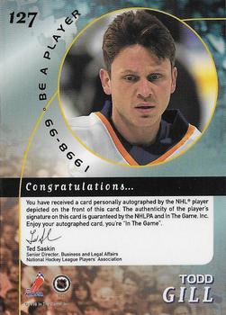 1998-99 Be a Player - Autographs #127 Todd Gill Back