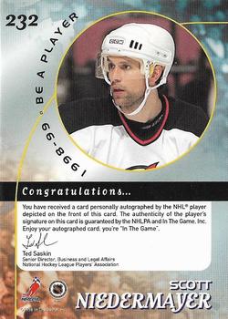 1998-99 Be a Player - Autographs #232 Scott Niedermayer Back
