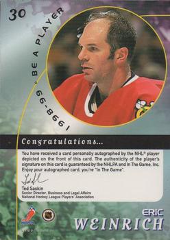 1998-99 Be a Player - Autographs Gold #30 Eric Weinrich Back