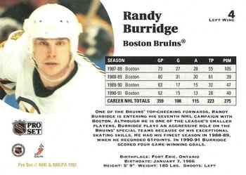 1991-92 Pro Set #4 Randy Burridge Back