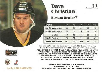 1991-92 Pro Set #11 Dave Christian Back