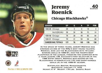 1991-92 Pro Set #40 Jeremy Roenick Back