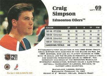 1991-92 Pro Set #69 Craig Simpson Back