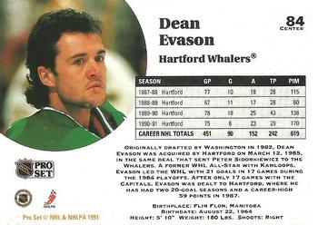 1991-92 Pro Set #84 Dean Evason Back
