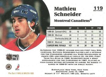 1991-92 Pro Set #119 Mathieu Schneider Back