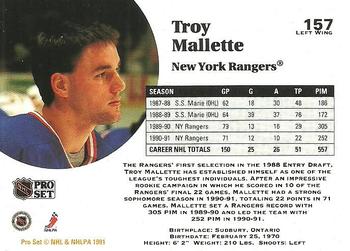 1991-92 Pro Set #157 Troy Mallette Back