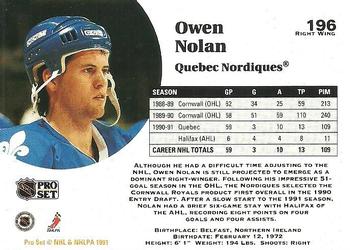 1991-92 Pro Set #196 Owen Nolan Back