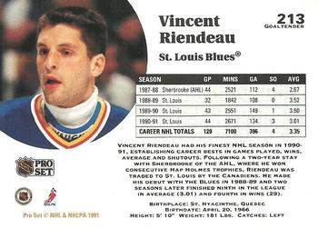 1991-92 Pro Set #213 Vincent Riendeau Back