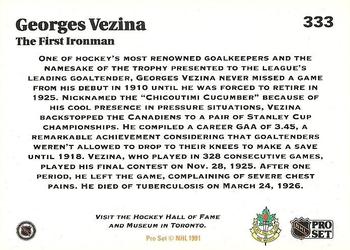 1991-92 Pro Set #333 Georges Vezina Back